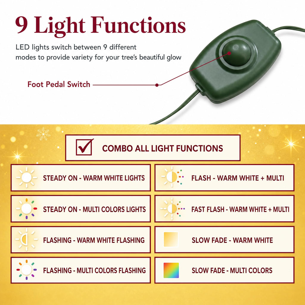 6ft Pre-Lit Slim Christmas Tree, 150 Warm White & Multi-Color Lights