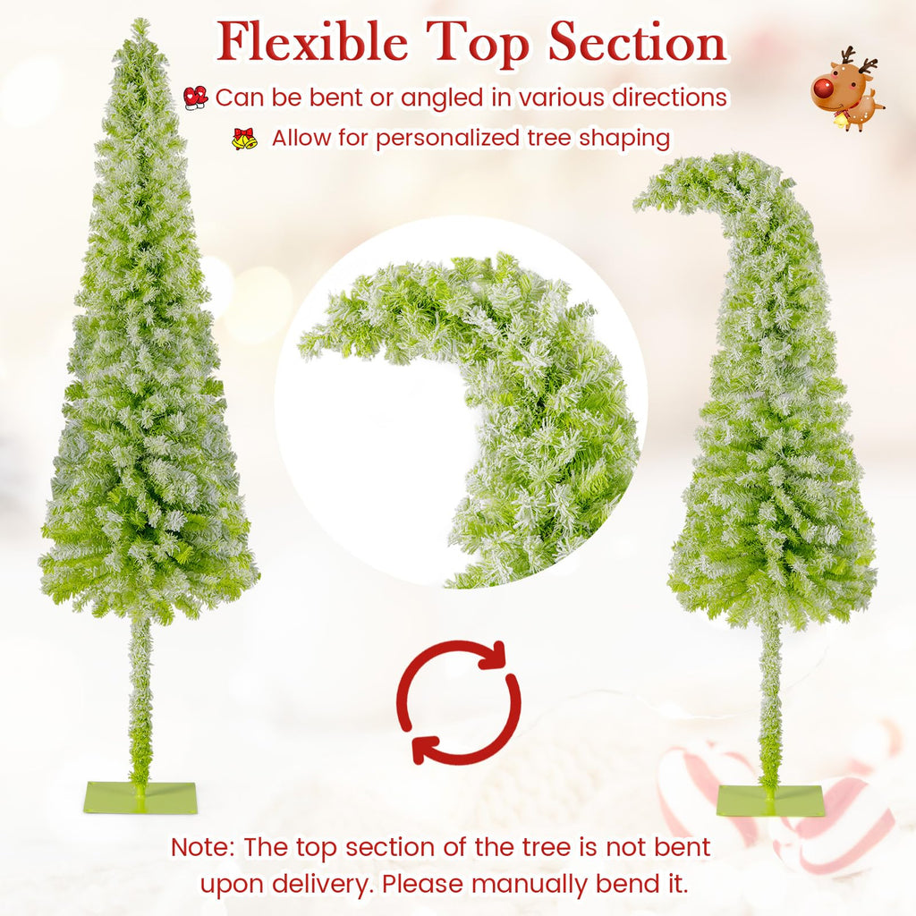 7 FT Pre-Lit Whimsical Christmas Tree, Bendable Xmas Tree with 366 Branch Tips, 160 Warm White LED Lights, 8 Modes