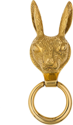 Gold Hare Door Knocker | Polished Solid Brass Knockers with Strike Plate | UPVC | Rabbit Hare Front Door Furniture