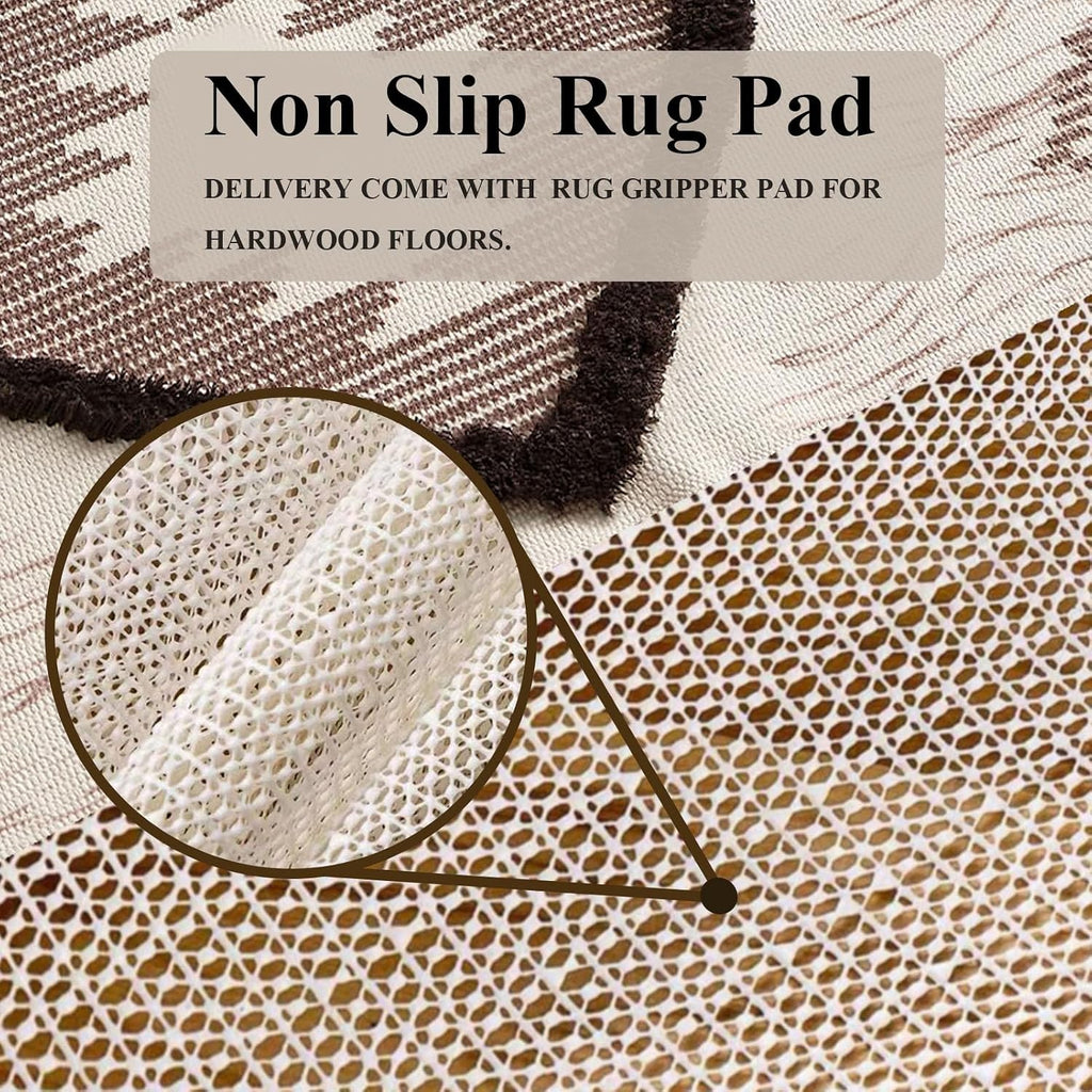 Boho Runner Rug 2'x6', Washable Hallway Rug Runner Non Slip Rubber Backed, Kitchen Farmhouse Area Rug Floor Mat with