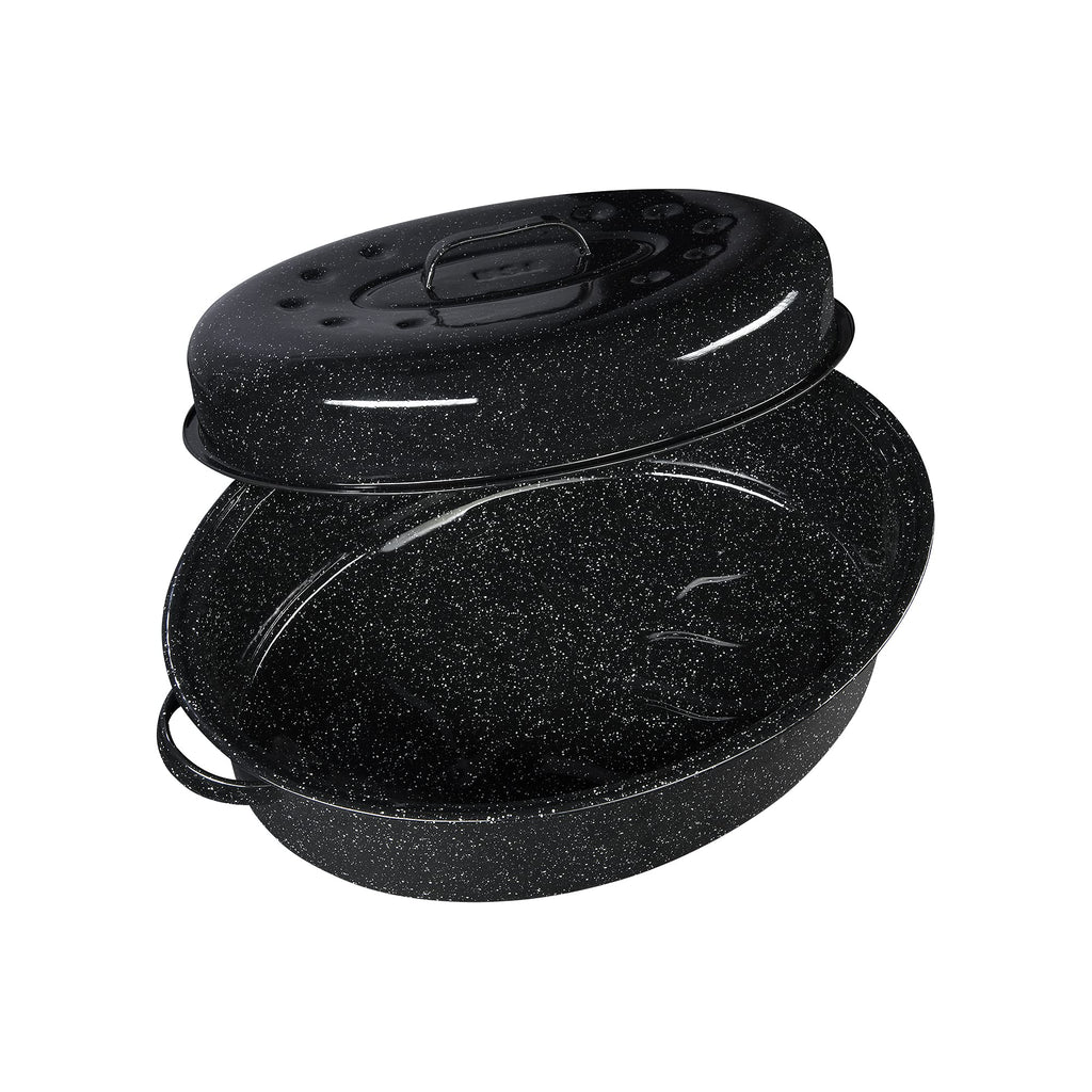 Covered Oval Roaster, 20 Lb Capacity - Speckled Black