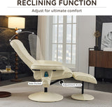 Modern Reclining Swivel Lounge Chair and Ottoman — White