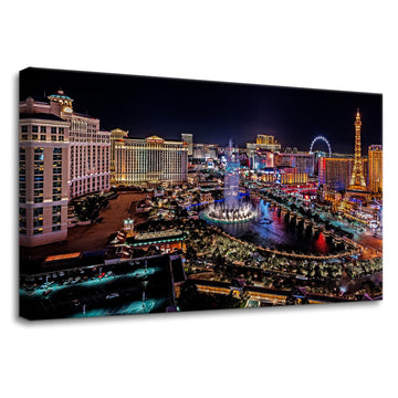 Framed Canvas Print Wall Las Vegas Cityscape Giclee Poster Gallery Wrapped City Skyline Skyscraper Modern Artwork