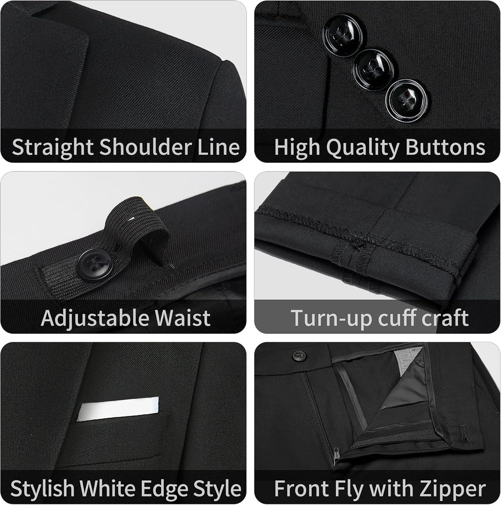 Boys' Formal Suit Set, with Suspenders, Adjustable Waist
