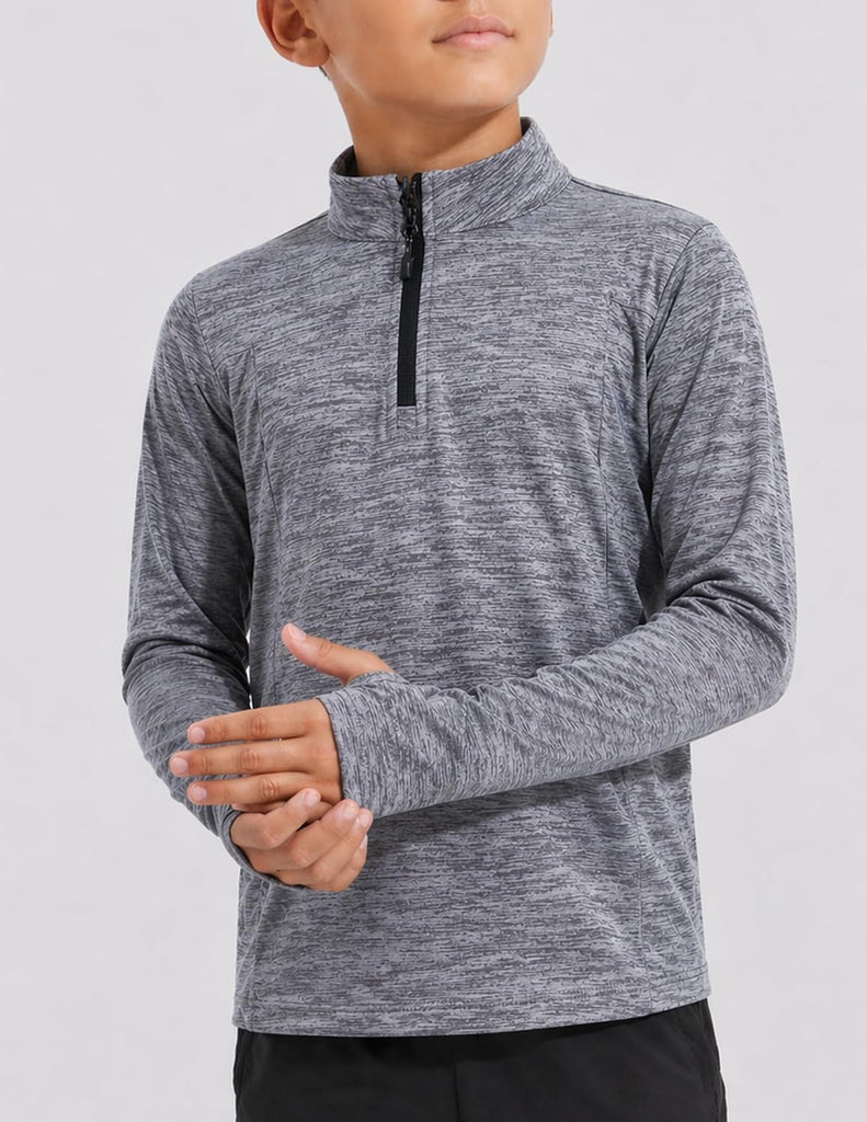3 Pack Youth Boys Slim Fit Athletic Quarter Zip Pullover Shirts