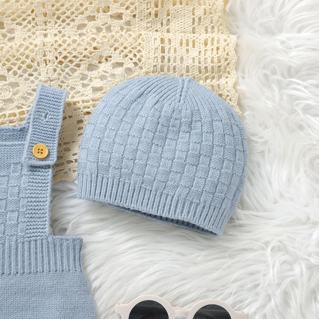 Sweater Knit Sleeveless Romper with Hat