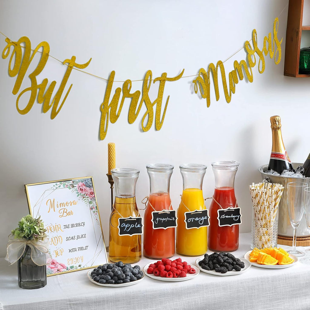 Set of 2 Glass Carafe with Lids, 1 Liter Water Pitcher Carafe for Mimosa Bar, Brunch, Cold Water, Beverage, Wine