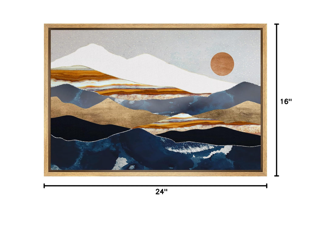 Framed Canvas Print Wall Art Marble Granite Mountain Range Valley Nature Wilderness Illustrations Modern Art Rustic