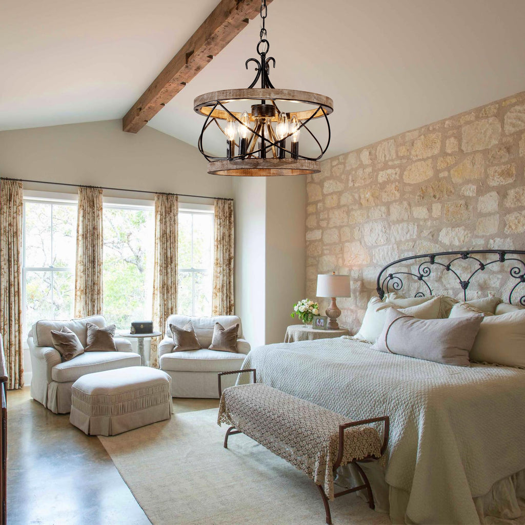 20" Wood Farmhouse Chandelier