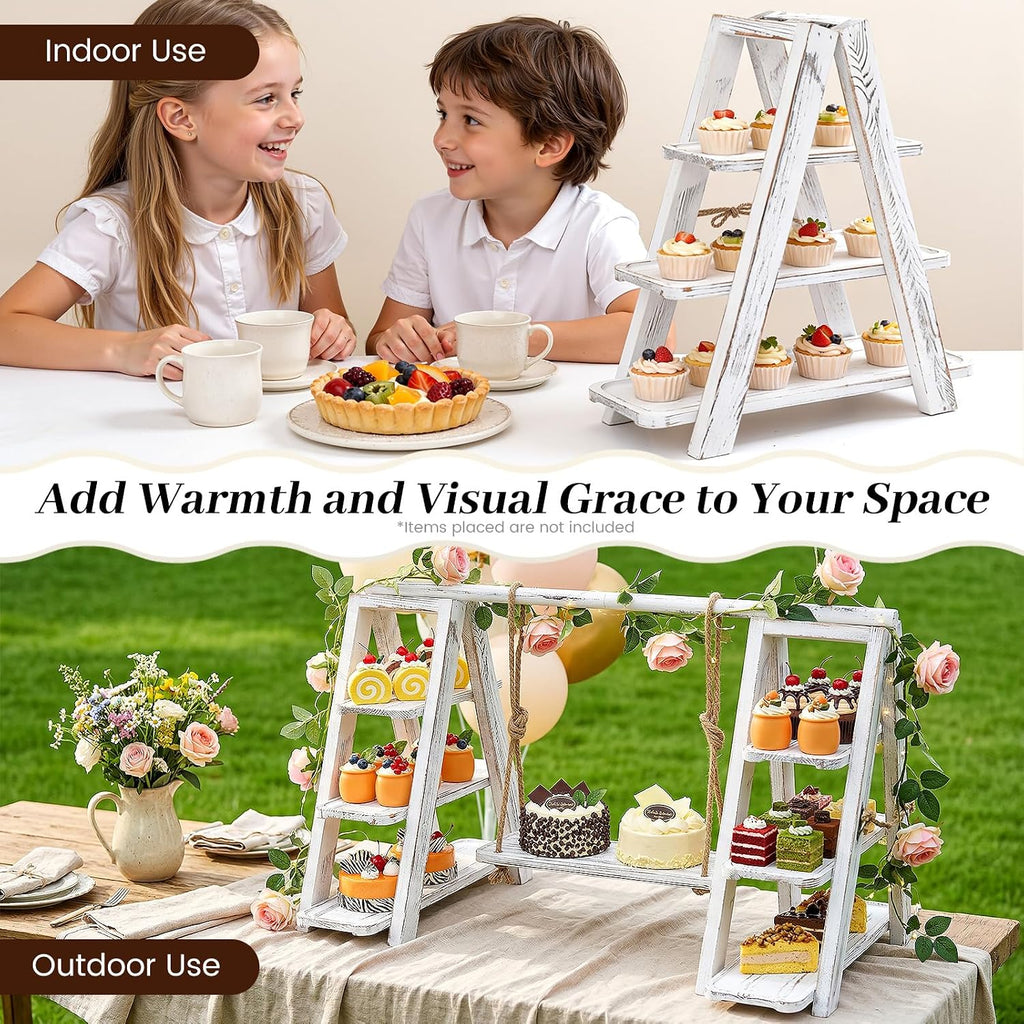 Cupcake Stand,3-Tier Swing Cupcake with Removable Tray,White
