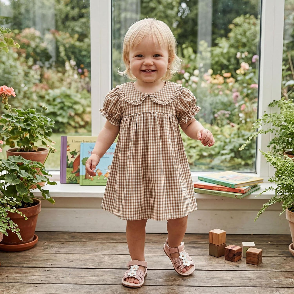 Toddler Girl Dresses Bubble Short Sleeve Dress Baby Summer Clothes