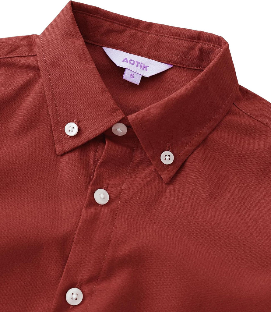 Boys Button Down Shirt Long Sleeve Oxford Dress Shirts Kids Collared