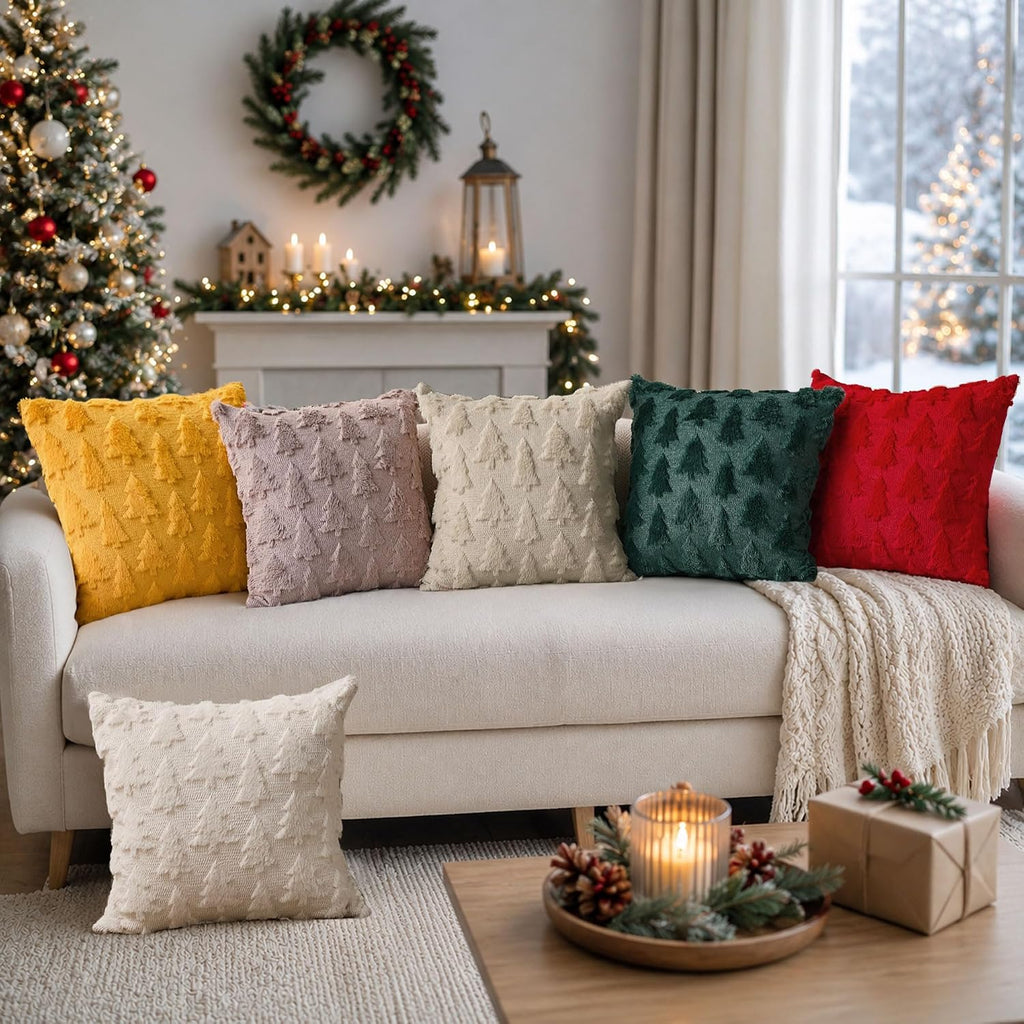Christmas Tree Pillow Covers 18x18 Christmas Decor Beige - Set of 2