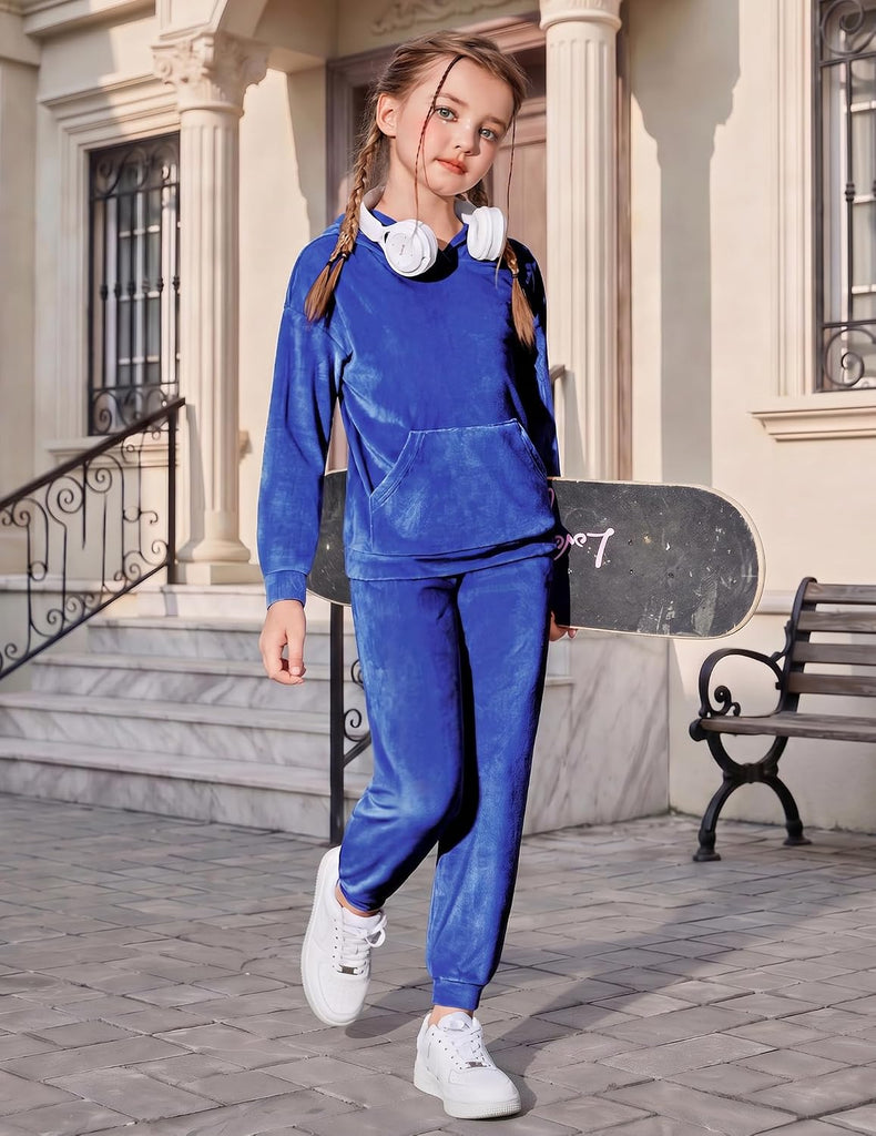Girls Velour Tracksuits 2 Pieces Outfits Hoodies and Sweatpants
