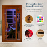 DYNAMIC SAUNAS Barcelona 1- to 2-Person Low EMF FAR Infrared Sauna with Red Light Therapy & Bluetooth Speakers |