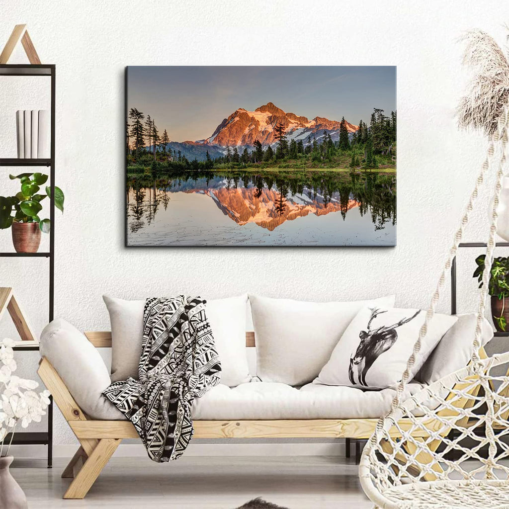 Nature Mountain Scenery Canvas Wall Art Home Decorations Mount Baker Washington Landscape Picture Wall Decor Sunset