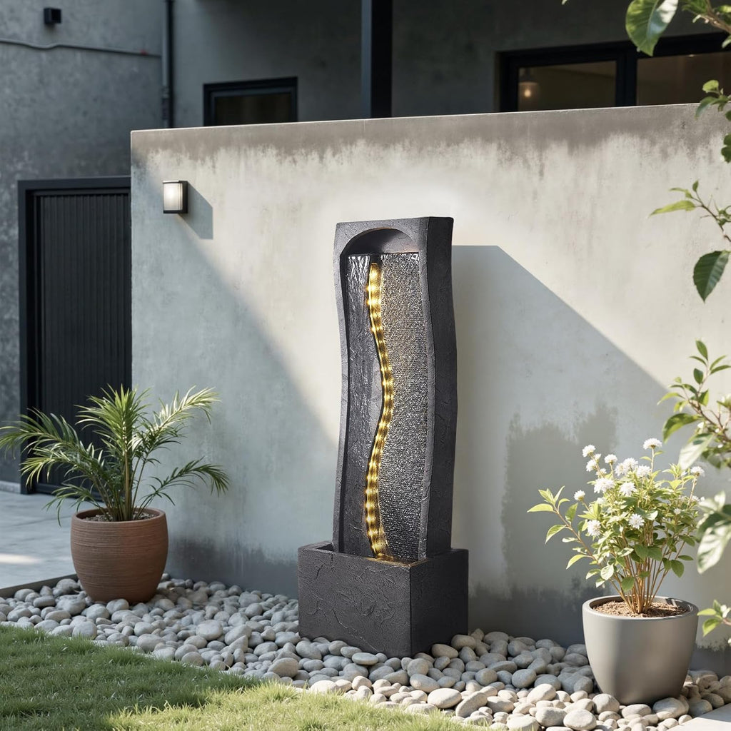 Outdoor Water Fountain, 38.58 in Height Fountain and Waterfall