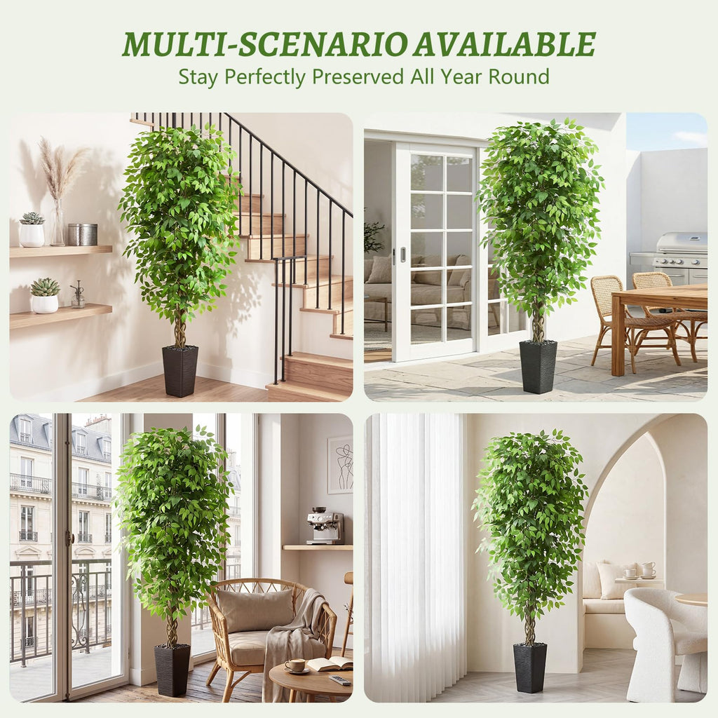Artificial Ficus Tree 7FT, Realistic Tall Fake Plants Indoor