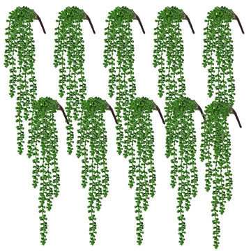 10Pcs Artificial Hanging Succulents String of Pearls Plants 27.5In