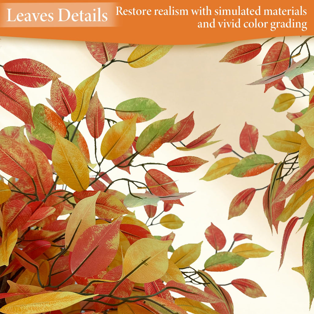 6FT Artificial Ficus Tree, Realistic Autumn Fall Decor