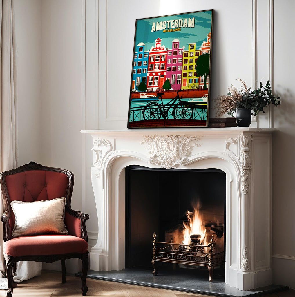 Master Vintage Travel Poster - Retro Amsterdam Print - Netherlands - Architecture - Gift for Men, Women, Travel Lover