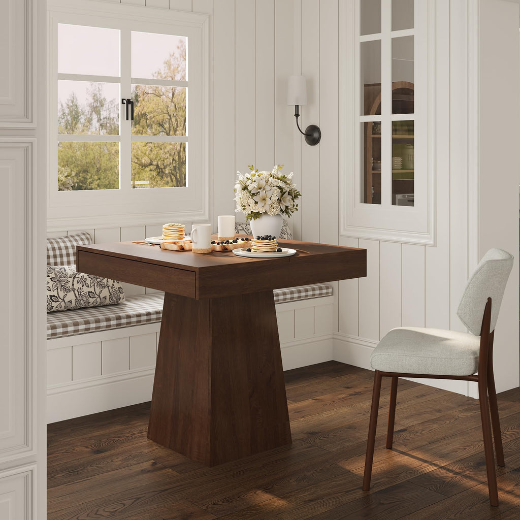 Small Dining Table with Drawers, 31.5 Inch Farmhouse Kitchen Table