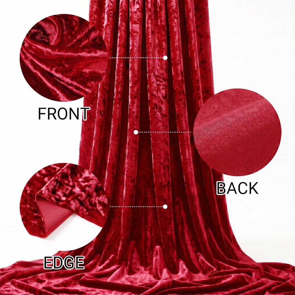 Crushed Velvet Fabric, 2 Way Stretch, 63 Inch x 1 Yard, Red