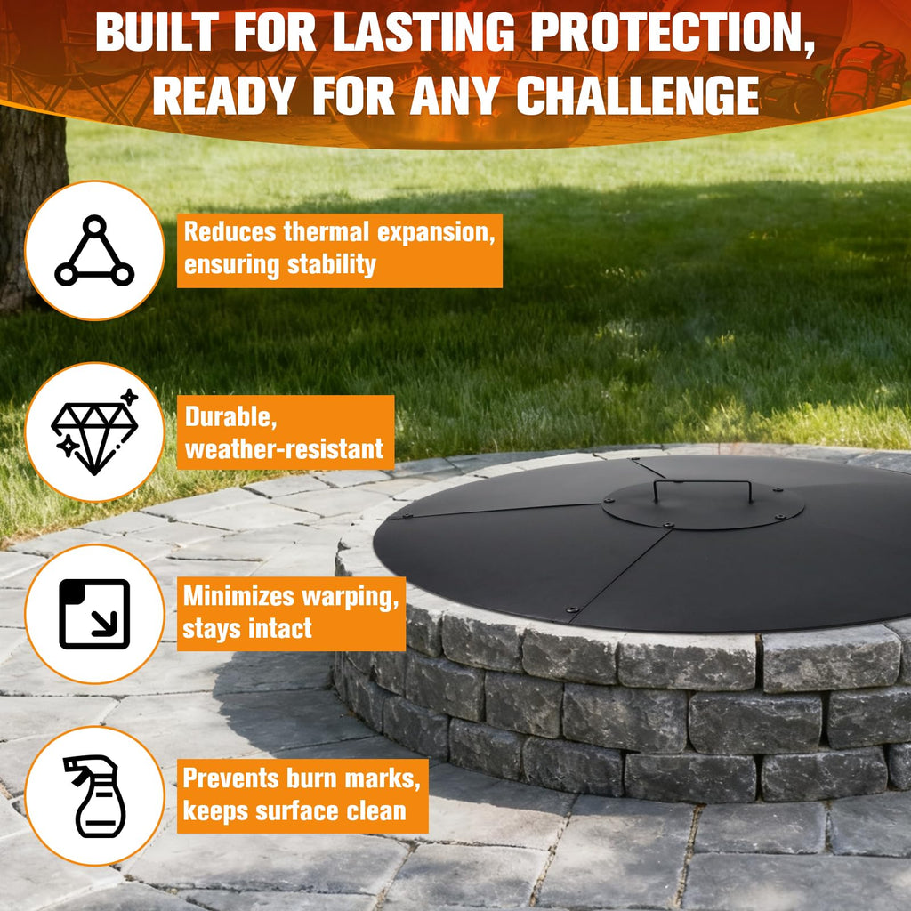 28 Inch Fire Pit Lid, Heavy-Duty Steel Fire Pit Cover