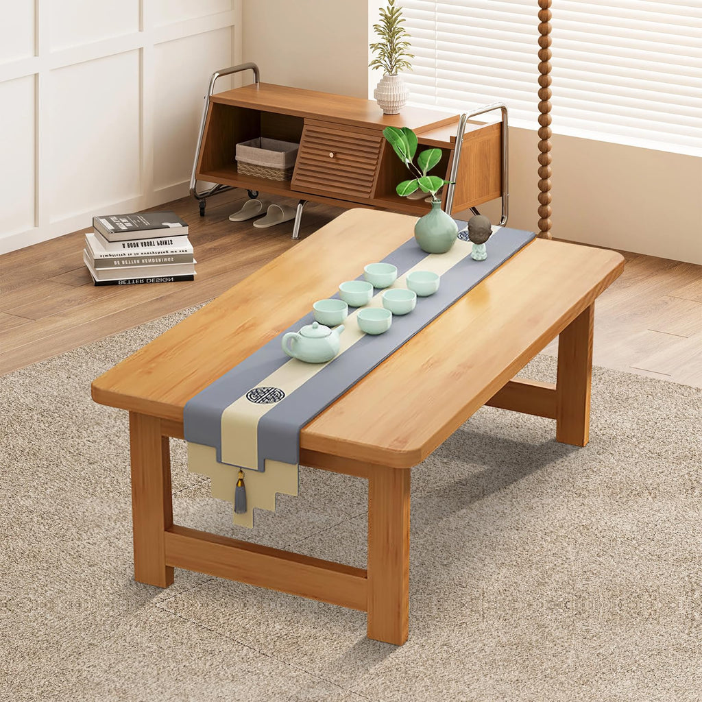 Japanese Floor Sitting Table, Folding Wood Tea Table Chabudai Japanese Coffee Table Low Table Home Tatami Office (B