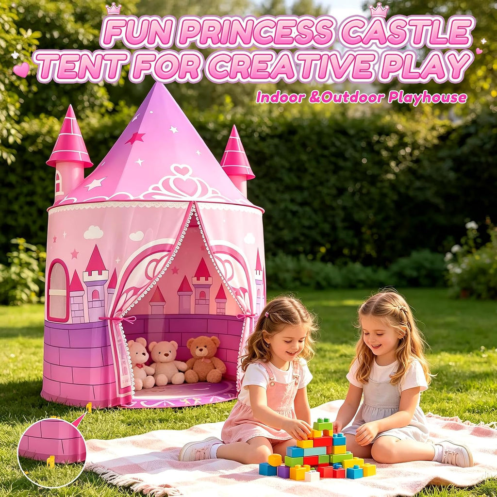 Princess Tent Girls, Kids Castle Play Tent, Large Indoor Playhouse, 64.2" H