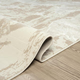 Abani Terra Cream 5' x 8' Area Rug for Living Room, Bedroom - Abstract Wavy Pattern - Durable & Easy to Clean