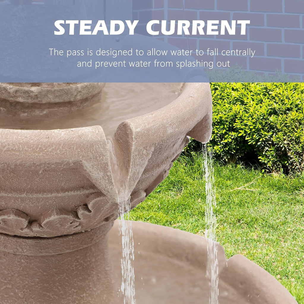 Italian Outdoor Fountains and Waterfalls, 48.4" H Bubbler Floor Waterfall Fountain with Pineapple Top and Pump, 3