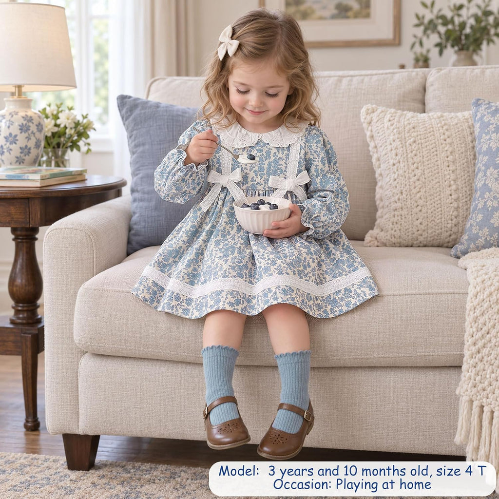 Toddler Floral Dress, Long Sleeve Smocked