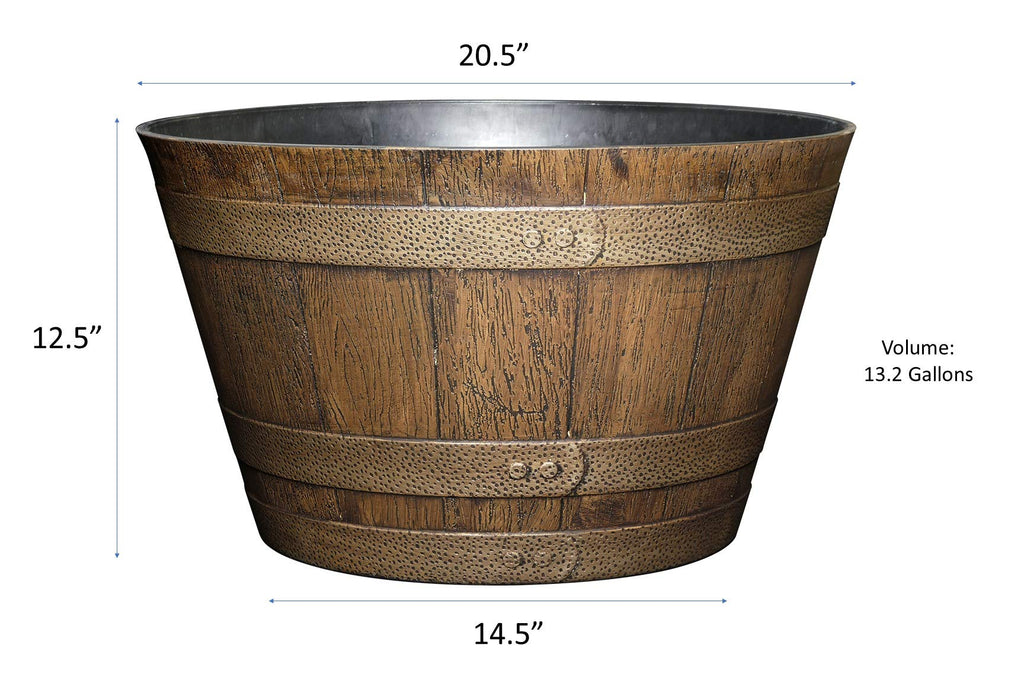 Whiskey Barrel Planter, 20.5", Distressed Oak