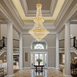 Large Gold Crystal Chandeliers for High Ceilings 26 Lights Modern Chandelier Luxury Chandeliers Light Fixture Foyer Staircase Hallway Entryway Banquet Hall Lobby 63" H x 30.7" D - French Empire