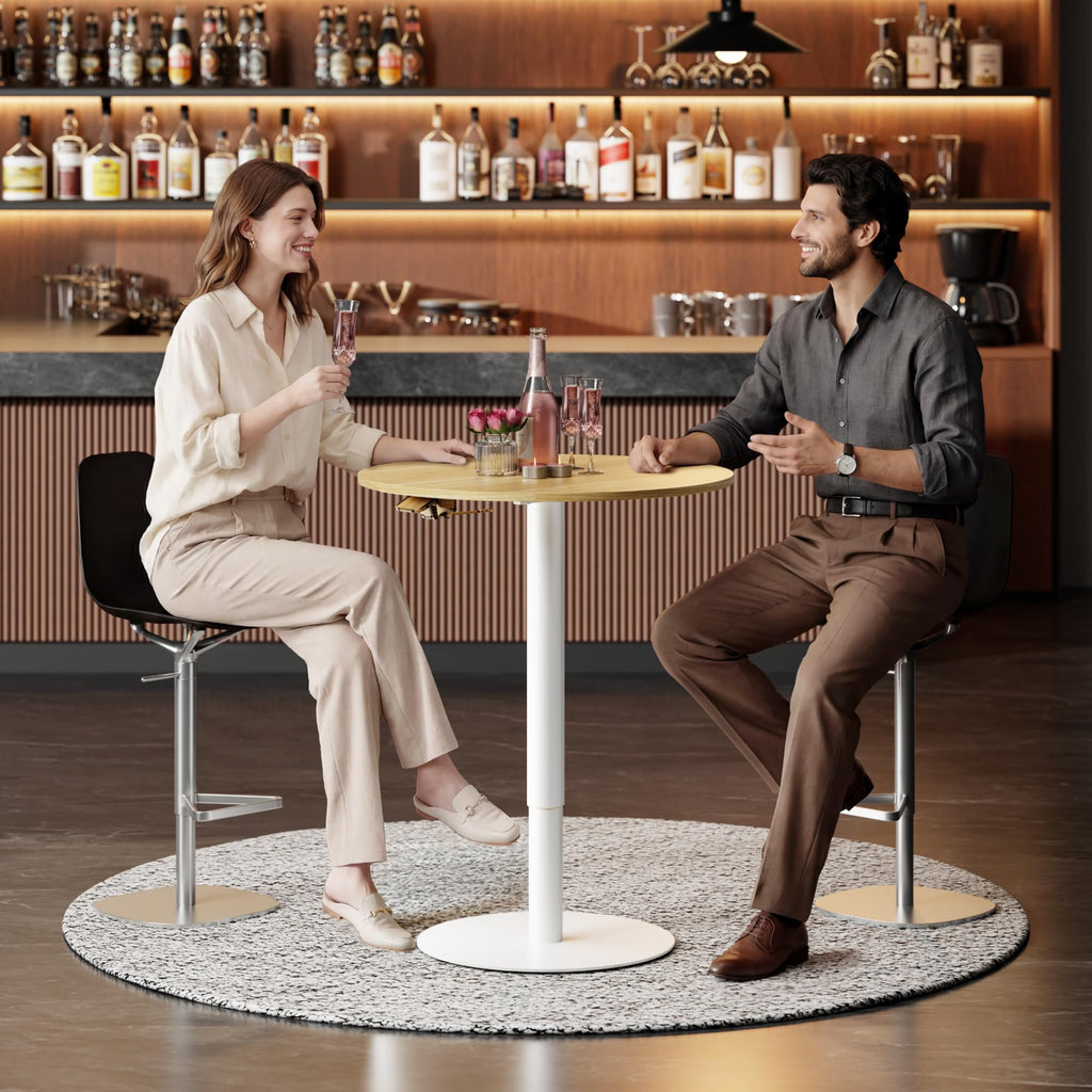 23.6'' Pneumatic Height Adjustable Round Dining Table Bar Table
