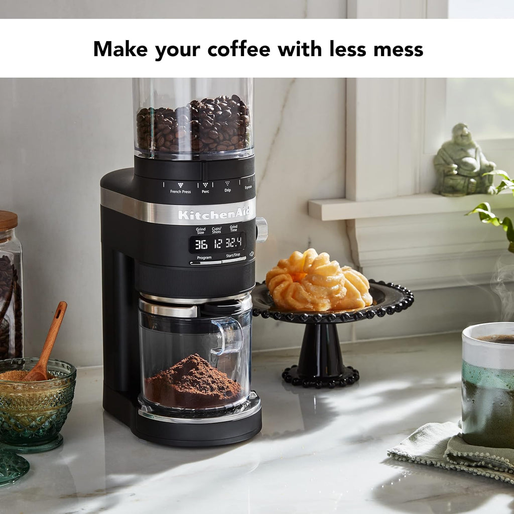Burr Coffee Grinder, KCG8433, Matte Black | Smart Dosing Technology for Ideal Grounds, 70 Grind Settings for All Brew