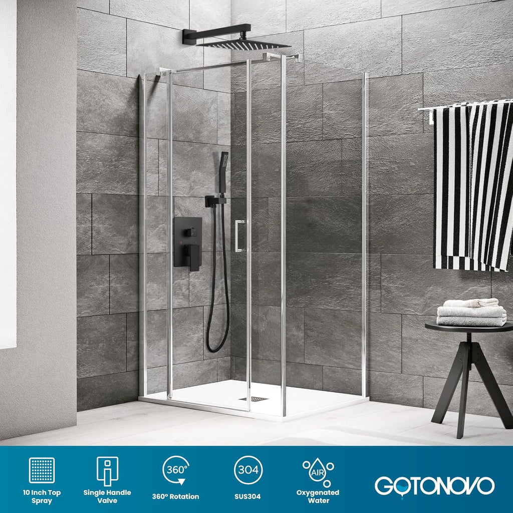 Rainfall Bathroom Shower System Rain Shower Head and Handle Set Wall Mounted Shower Complete Combo Solid Brass