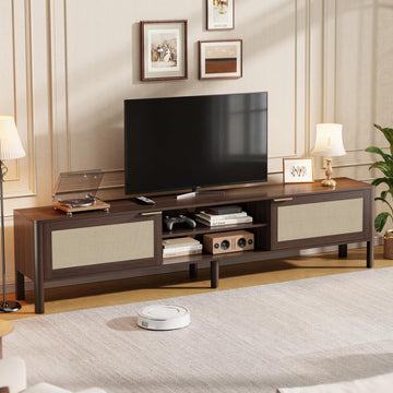 Rattan TV Stand Walnut 58"
