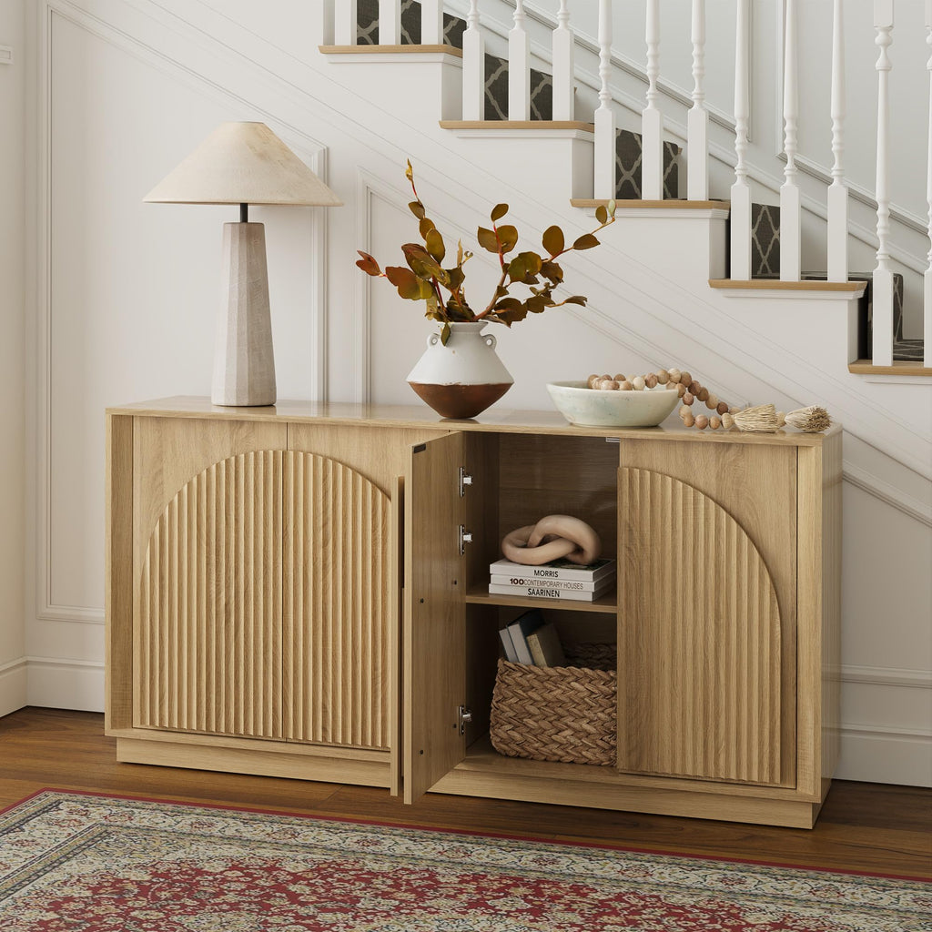 65" Sideboard Buffet Cabinet with Storage, Modular Credenza, Oak