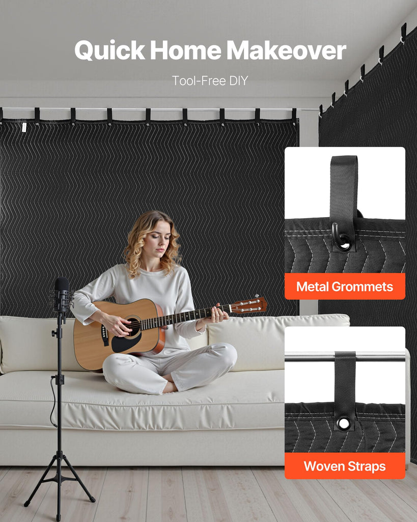 2 Pcs Sound Dampening Blankets, Soundproof Curtains with 96 x 80 in, Soundproof Blanket with Grommets, Studio