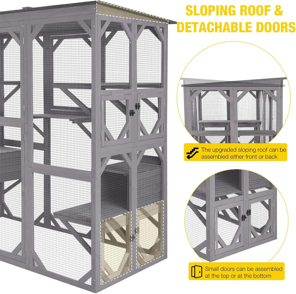 Extra Large Window Catio 5-Level Outdoor Cat Enclosure with Cover