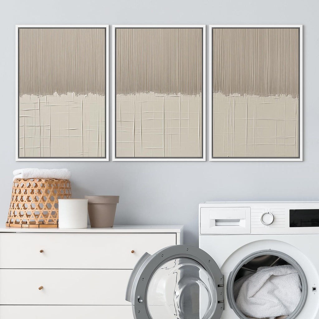 Framed Canvas Print Wall Art Set Beige Abstract Neutral Illustrations Minimal Decorative Bohemian Nordic - 16"" x24