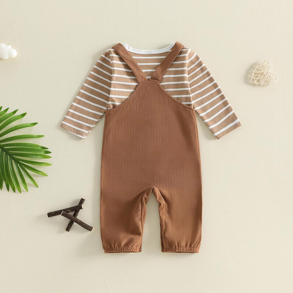 Newborn Baby Boy Fall Winter Clothes Shrit Overall Pants Set Outfit