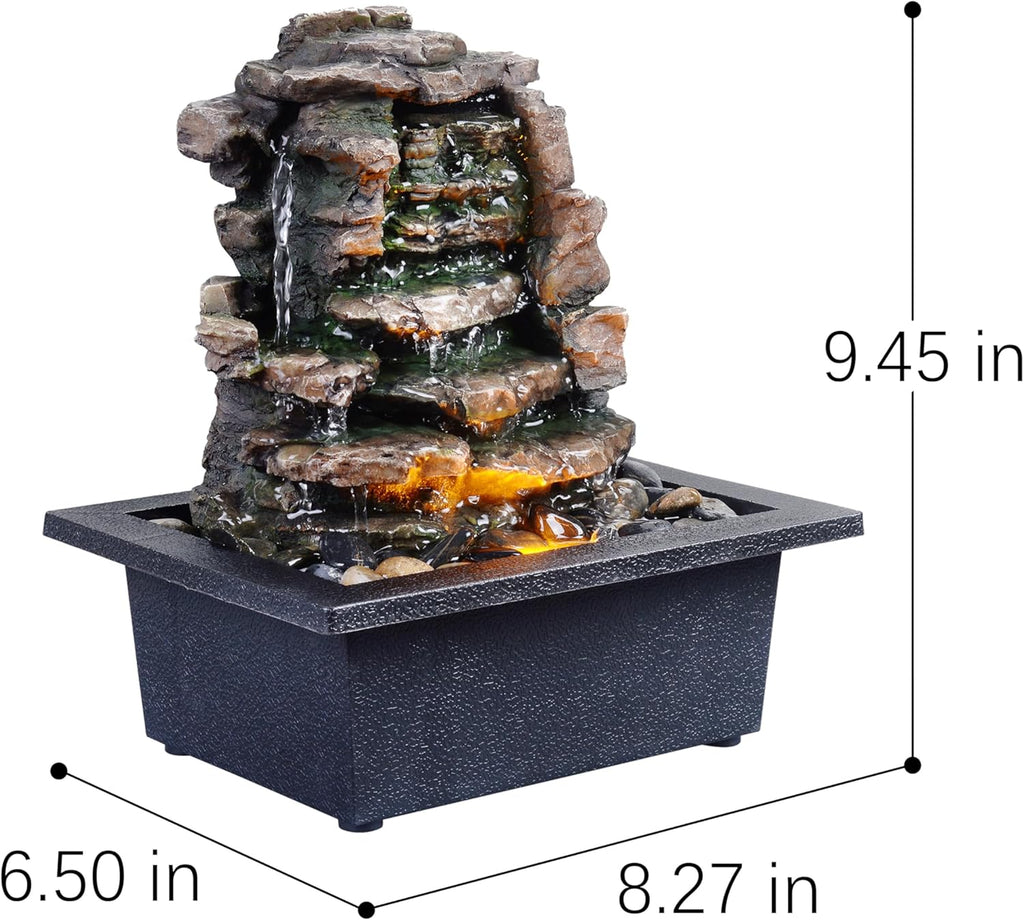 Home Décor Waterfall Meditation Fountain Indoor Tabletop Many Natural River Rocks Decorated Office Home Tabletop