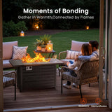 43-Inch Propane Fire Pit Table, 50,000 BTU Outdoor Gas Firepit with Waterproof Cover, Glass Stones, Removable Lid, Cup Holders, 2-in-1 Fire Table for - Image 3