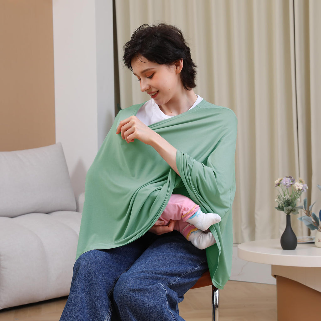 Multi-use Nursing Cover for Breastfeeding, 360°Full Coverage Nursing Poncho, Rayon Soft & Breathable Breastfeeding