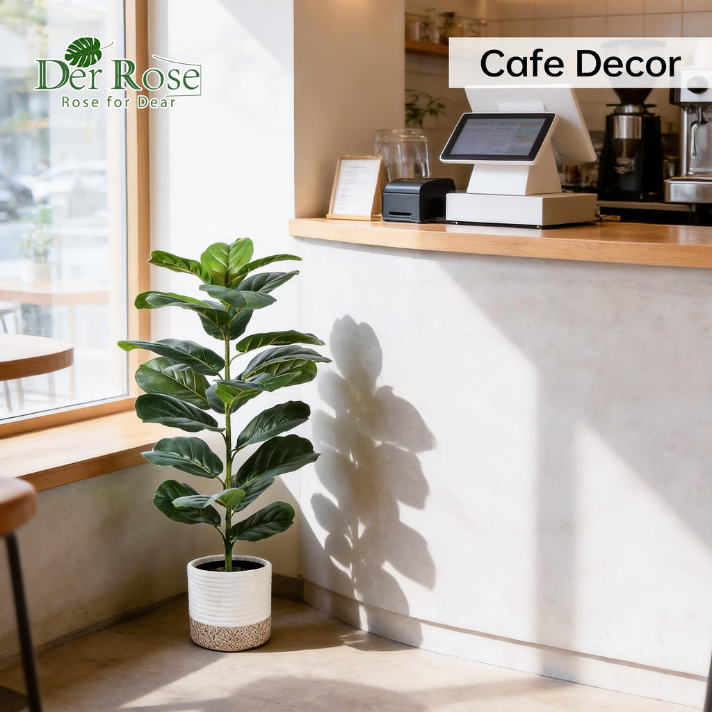2 Pack 30" Fake Plants, Fiddle Leaf Fig Trees with Woven Baskets