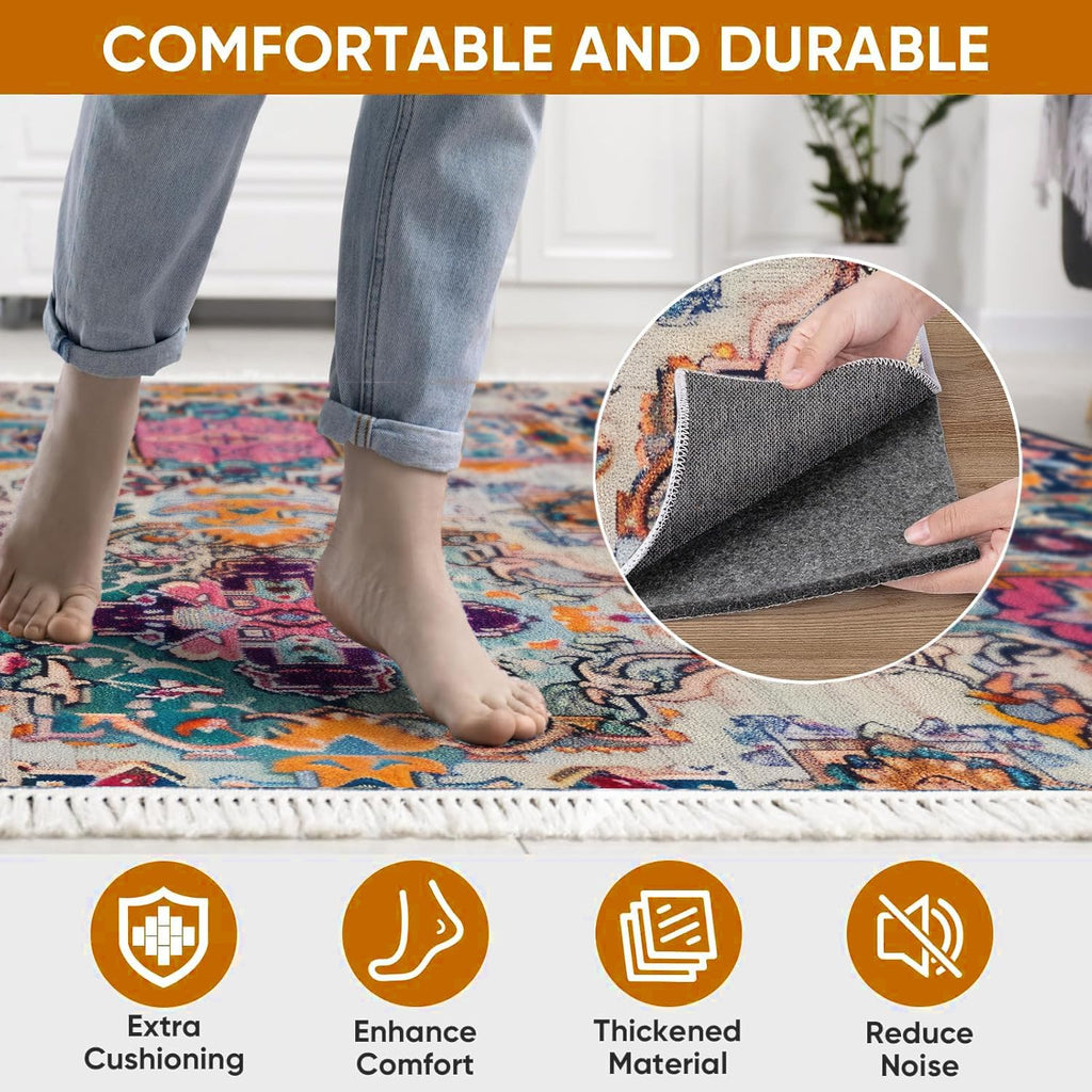 5x7 FT Non Slip Rug Pad Waterproof Cushioned Felt Rug Pad for Hardwood Floors 1/8" Thick Soft Carpet Pad with Natural