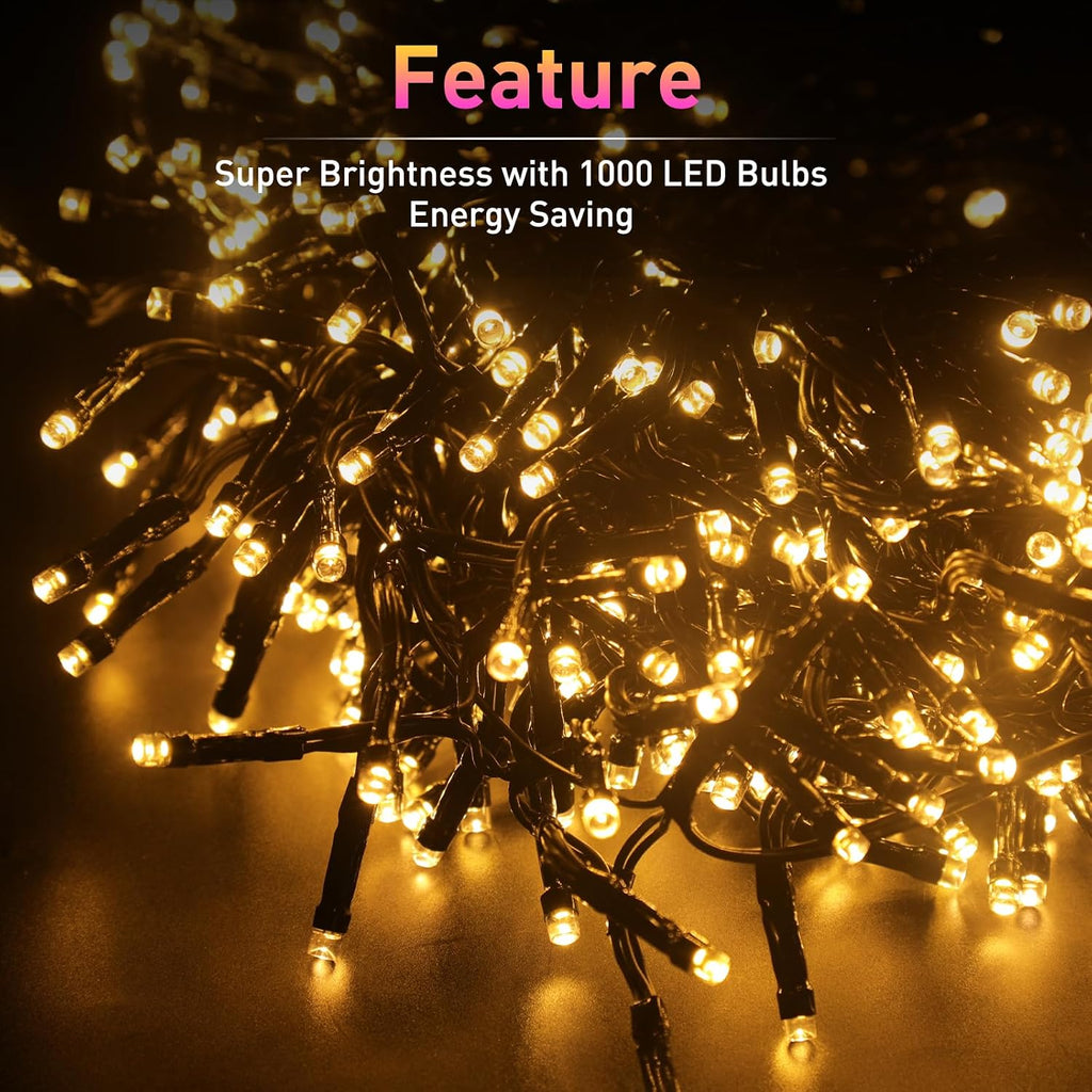 Cluster Christmas Tree Lights 1000 LEDs - Outdoor Waterproof 33FT Christmas Firecracker Twinkle Cluster Lights - 8
